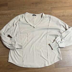 J. Crew Cream Long Sleeve V-Neck Top